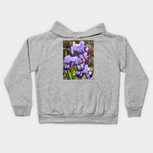 Purple and White Iris Flower Kids Hoodie